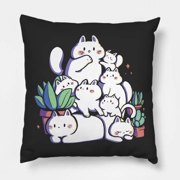 pile of cats ( darks ) Pillow by ArtStopCreative