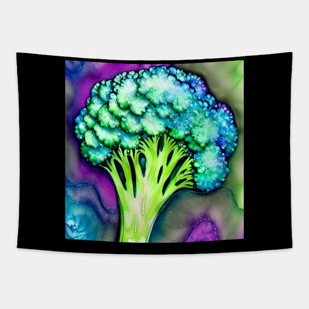 Broccoli in Watercolor Tapestry by ArtistsQuest