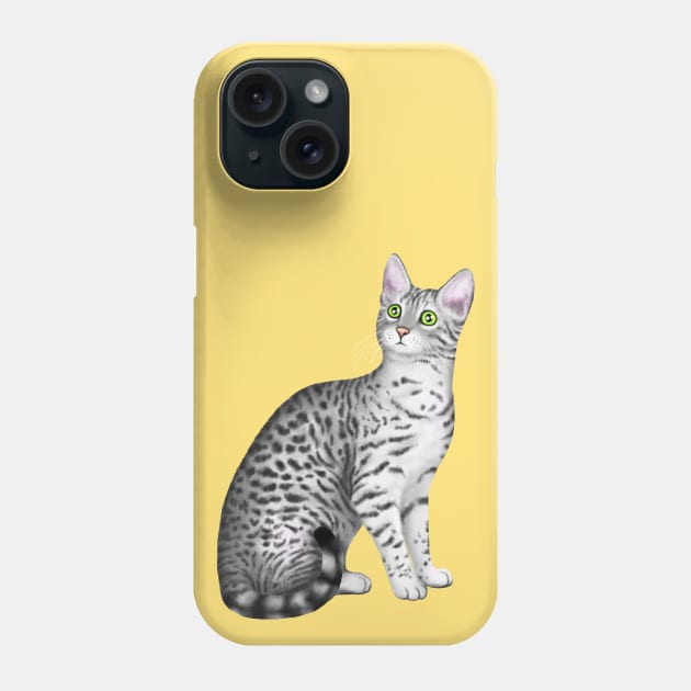 Egyptian Mau (Yellow Background) Phone Case by illucalliart