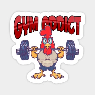 Gym Addict Chicken Working out with weights Magnet