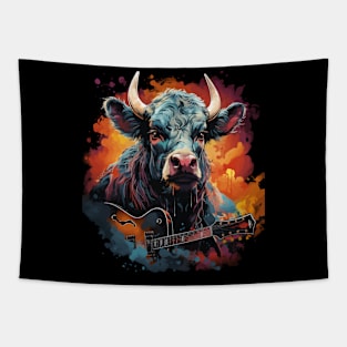 Cow Playing Guitar Tapestry