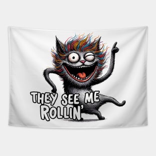 Black Cat - They See Me Rollin Tapestry