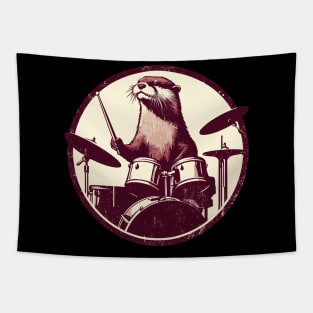 Funny otter drummer Tapestry