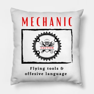 Mechanic Caution Flying Tools & Offensive Language funny design Pillow