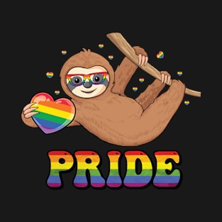 Peace love pride LGBT flag Rainbow Gay Pride LGBT sloth T-Shirt