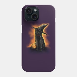 Halloween Cute Black Witch's Cat with Pumpkin Phone Case