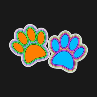 Dog Paw Prints In Vibrant Colors T-Shirt