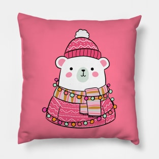 Merry Christmas Cute christmas polar bear Pillow