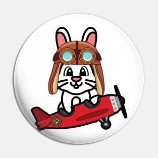 Cute Bunny is in a vintage airplane Pin