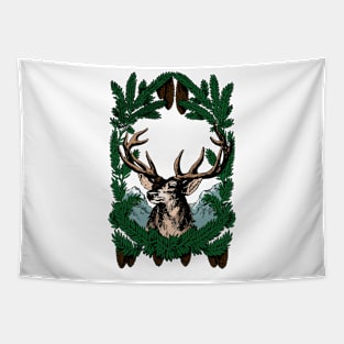 Vintage Deer, color, Christmas Tapestry