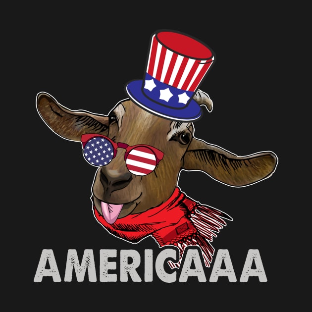 4th of July Funny T-Shirt Patriotic Shirt Sunglasses Goat by Kaileymahoney