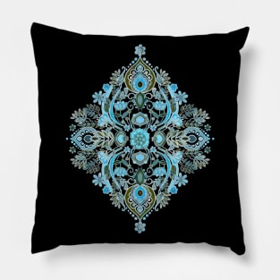 Modern Folk in Aqua and Umber Pillow