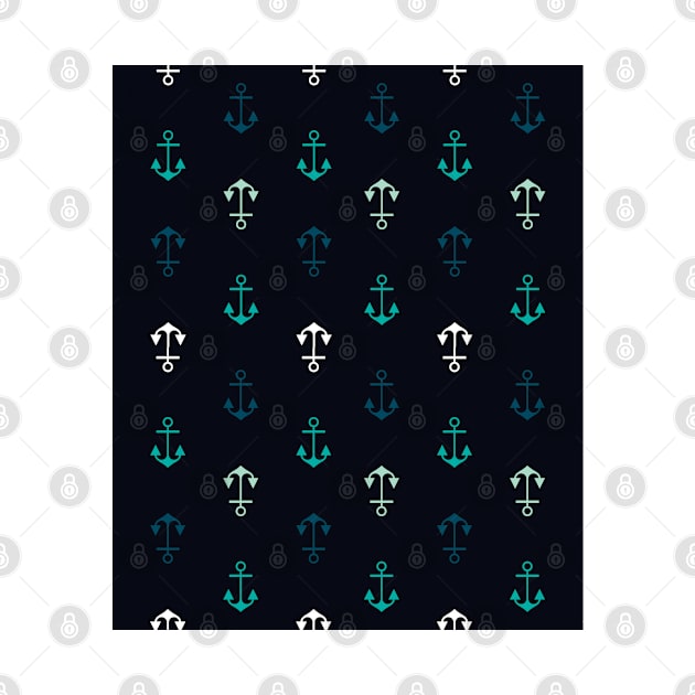 Marine Anchor Pattern - Nautical Blues by JakeRhodes