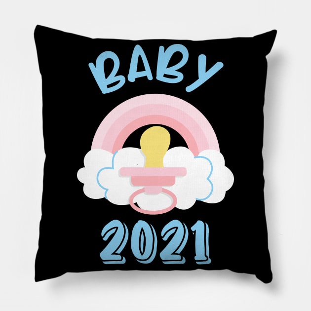 Baby 2021 Pacifier Birth Announcement Family Pillow by Foxxy Merch