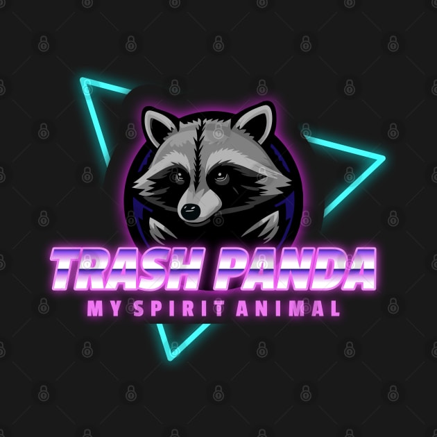 Trash Panda Logo Retro Neon by moslemme.id