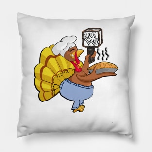 Thanksgiving Funny Turkey Eat Pie, Turkey with Fat Pants On Funny Thanksgiving Holiday Gifts Pillow