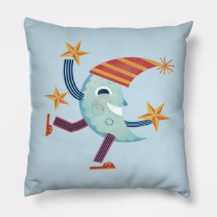 Sleepy Moon and Stars Pillow