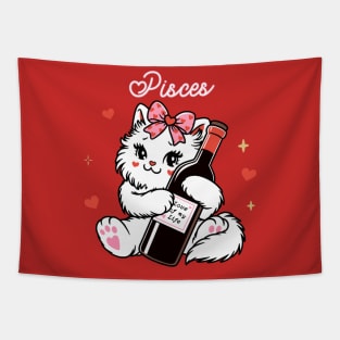 Pisces Sassy Valentines Kitty Tapestry