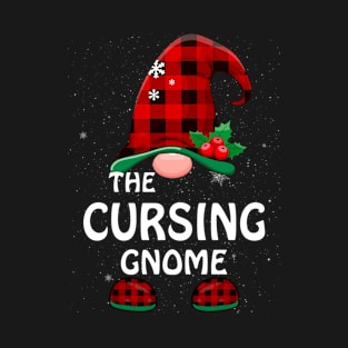 Cursing Gnome Buffalo Plaid Matching Family Christmas Funny Pajama T-Shirt