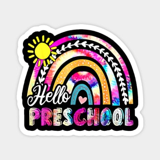 Back To School Rainbow Tie Dye Teacher Hello Preschool Magnet