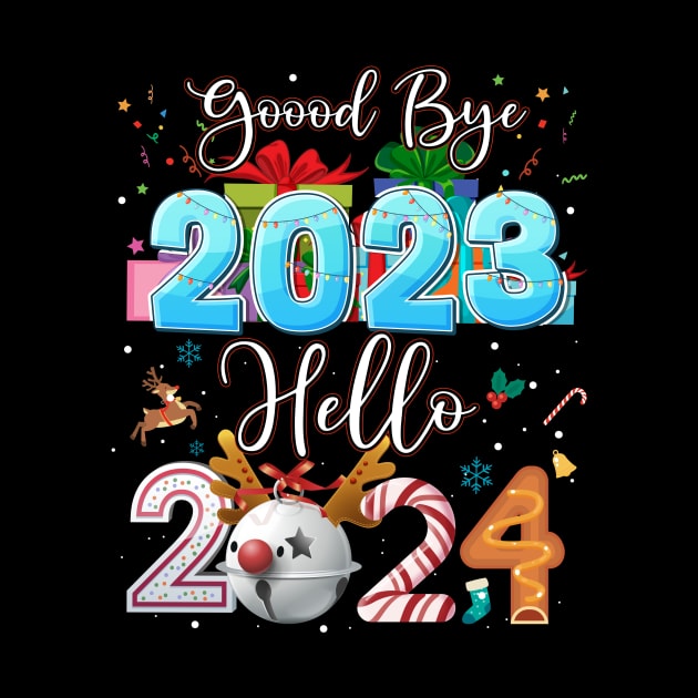 Goodbye 2023 Hello 2024 Christmas Xmas Happy New Year's Eve by GLOBAL TECHNO