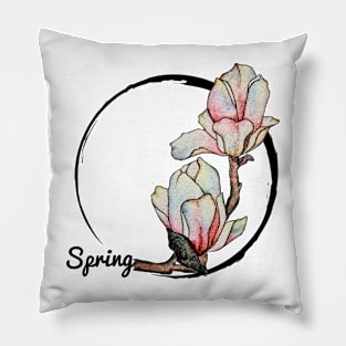 Pink magnolia drawing Pillow