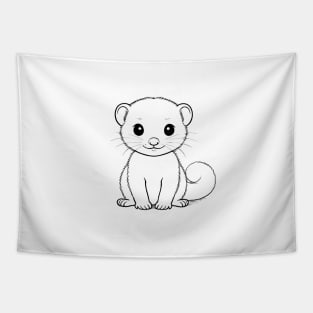 Cute Baby Ferret Animal Outline Tapestry