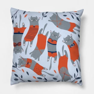 Swimsuit Cats in Red Pillow