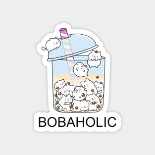 Chubby Bobaholic Cats Love Boba! Magnet