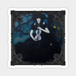 Beautiful Gothic Girl with Violin Art Magnet