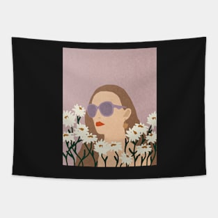 Girl and white flowers Tapestry