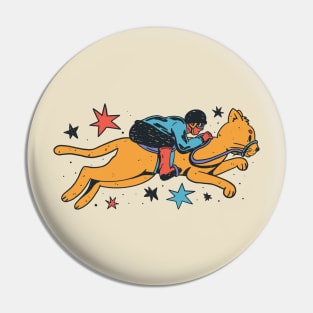 Jockey Riding A Cat Pin