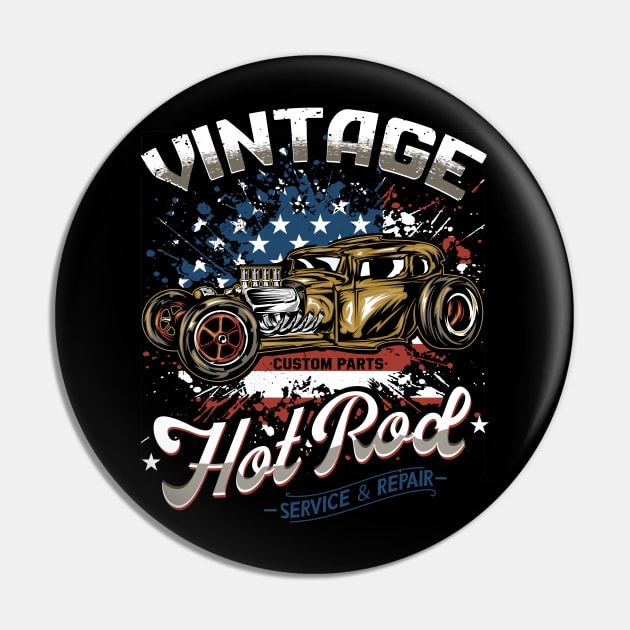 Vintage Hotrod Custom Parts Service And Repair Pin by Jandjprints