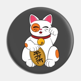 Maneki Neko - Lucky Cat - White Pin