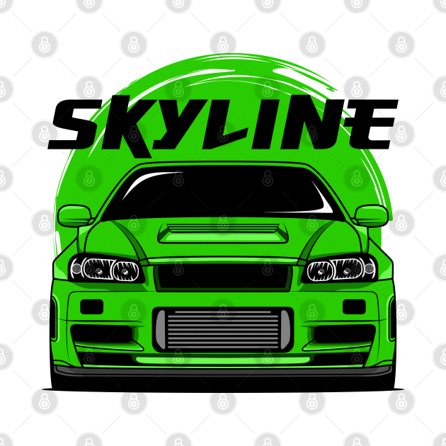 Green Skyline R34 by GoldenTuners