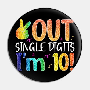 Peace Out Single Digits Im 10 Years Old Tee Gifts for Kids Pin