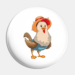 Chicken as Farmer with Hat Pin