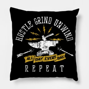 Hustle Grind Unwind Repeat on Dark Color Pillow