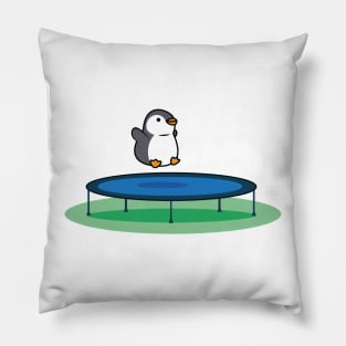 Penguin jumping on a trampoline Pillow