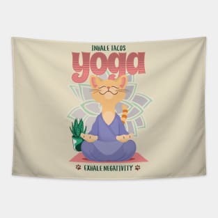 Yoga Inhale Tacos Exhale Negativity Yoga lover Tapestry