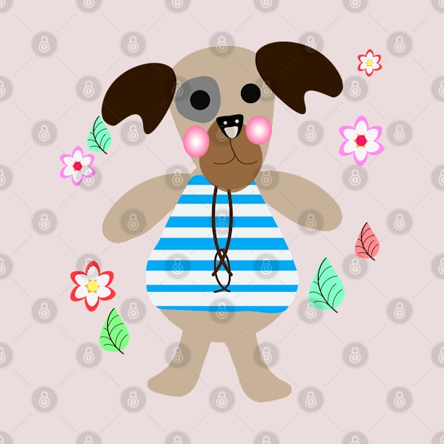Cute dog with flowers art print. by BencDesignStudio