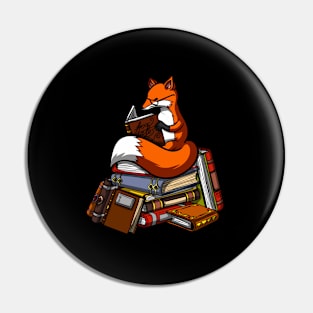 Fox Book Reading Librarian Animal Pin