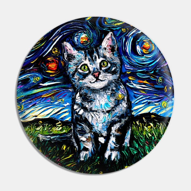 Gray Tabby Kitten Night Pin by sagittariusgallery