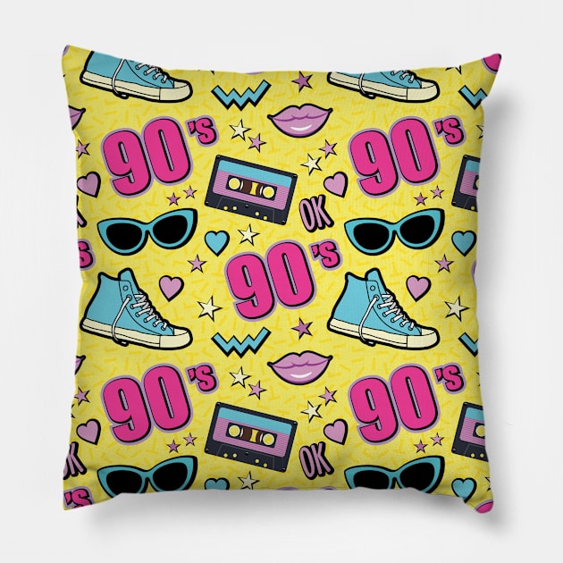 90s Colorful Pattern Style Cool Decade 90's Aesthetic Pillow by andreperez87