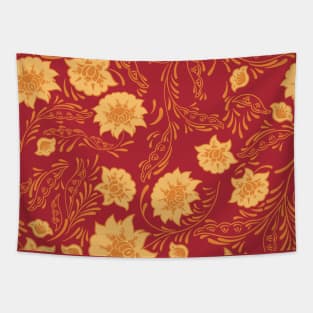 flower pattern orange yellow red aesthetic Tapestry