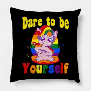 Dare to be Gaymer Lesbian Girl Gamer Pillow