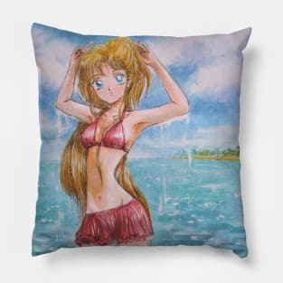 Minako on Summer Vacation Pillow