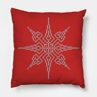 Pixel Silver Holiday Snowflake Pillow