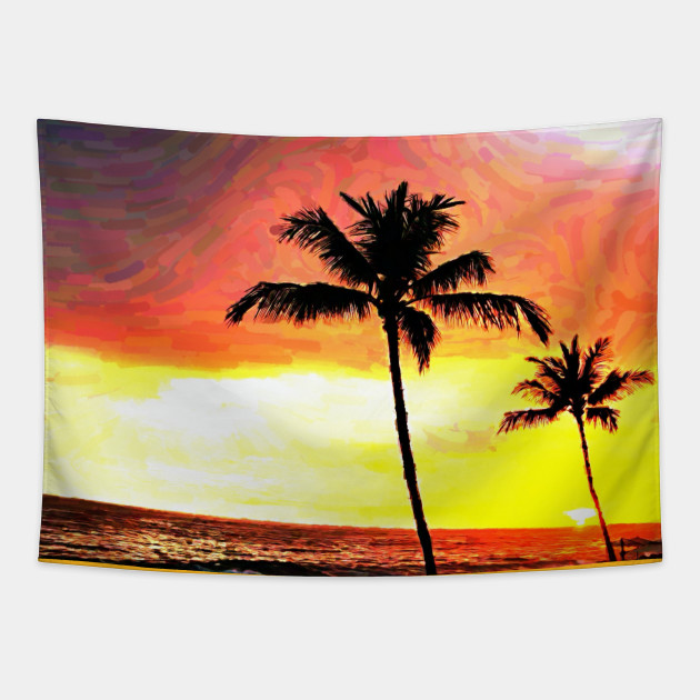 Oil Painting Honolulu Hawaii Ocean Sunset Hawaiian Sunset