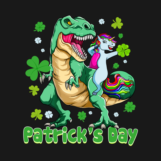 Unicorn Ridding Dinosaur Patrick's Day by Hensen V parkes